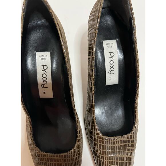 Vintage Proxy Made In Spain Leather snake embossed 2 1/2" block heels 7 1/2 NEW‎ - Picture 5 of 5